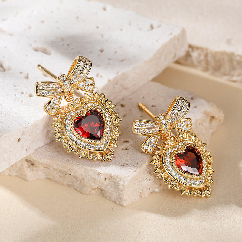 Jeulia "Radiant Love" Halo Heart Cut Sterling Silver Earrings