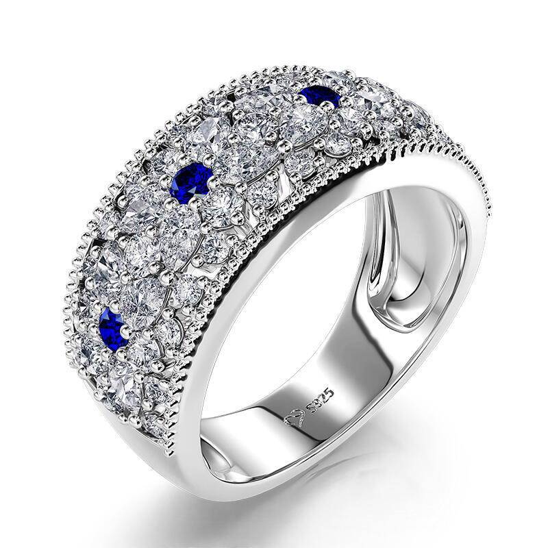 Jeulia Four Petals Flower Sterling Silver Women's Band