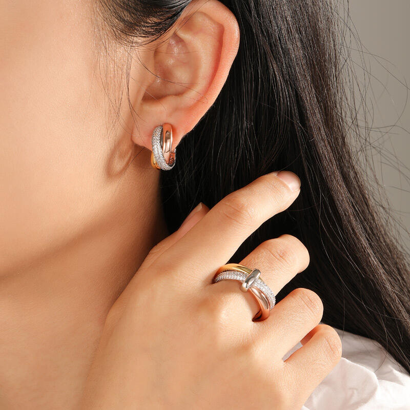 Jeulia Boucles d'Oreilles à Triple Couleur avec Pierres Précieuses Argent Sterling