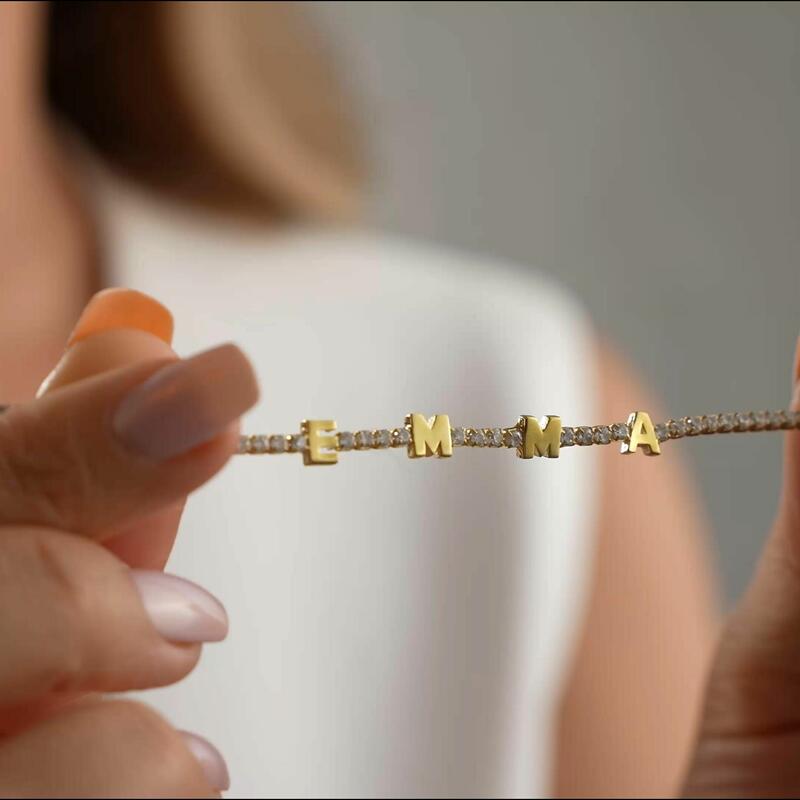 Personalized Letter Necklace with Diamonds Exquisite Gift for Wife