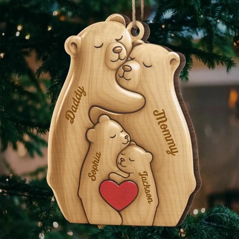 Décorations de Noël personnalisées en forme d'oursons avec noms personnalisés cadeaux de Noël pour votre famille