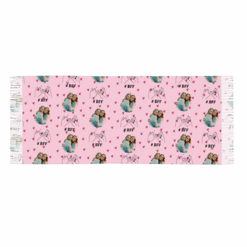 Individuell gestalteter Fotoschal mit Herzmotiv RRosa Schal Fernbeziehungsgeschenk für die beste Freundin