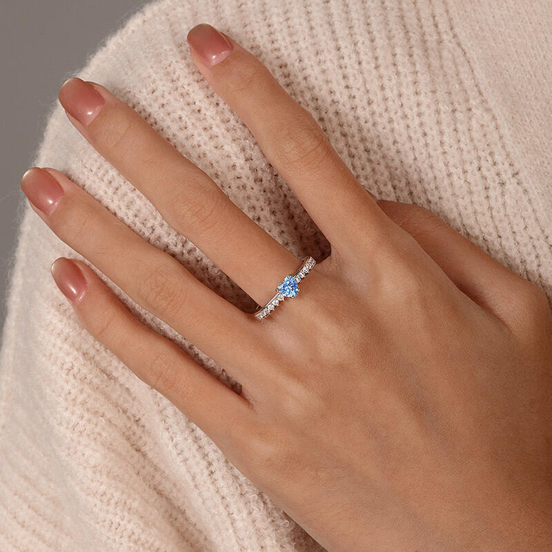 Jeulia Minimalist Double Row Heart Promise Ring