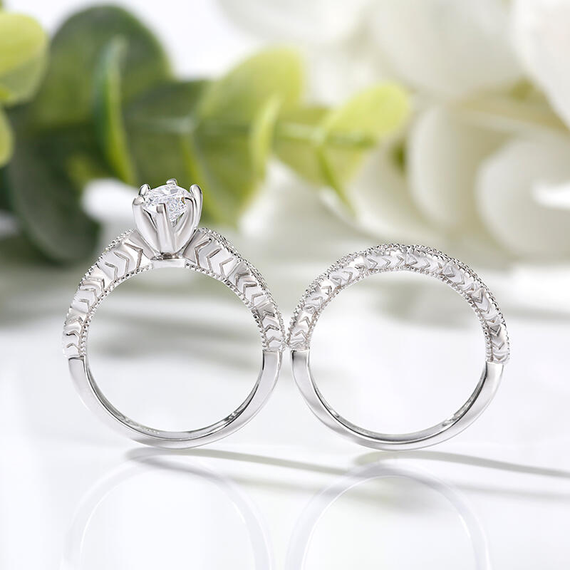 Klasyczny Zestaw Pierścionków Srebrnych z Szlifem Markisowym