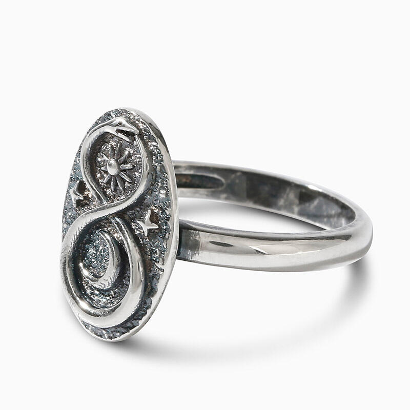 Jeulia "Celestial" Ouroboros Sterling Silver Ring