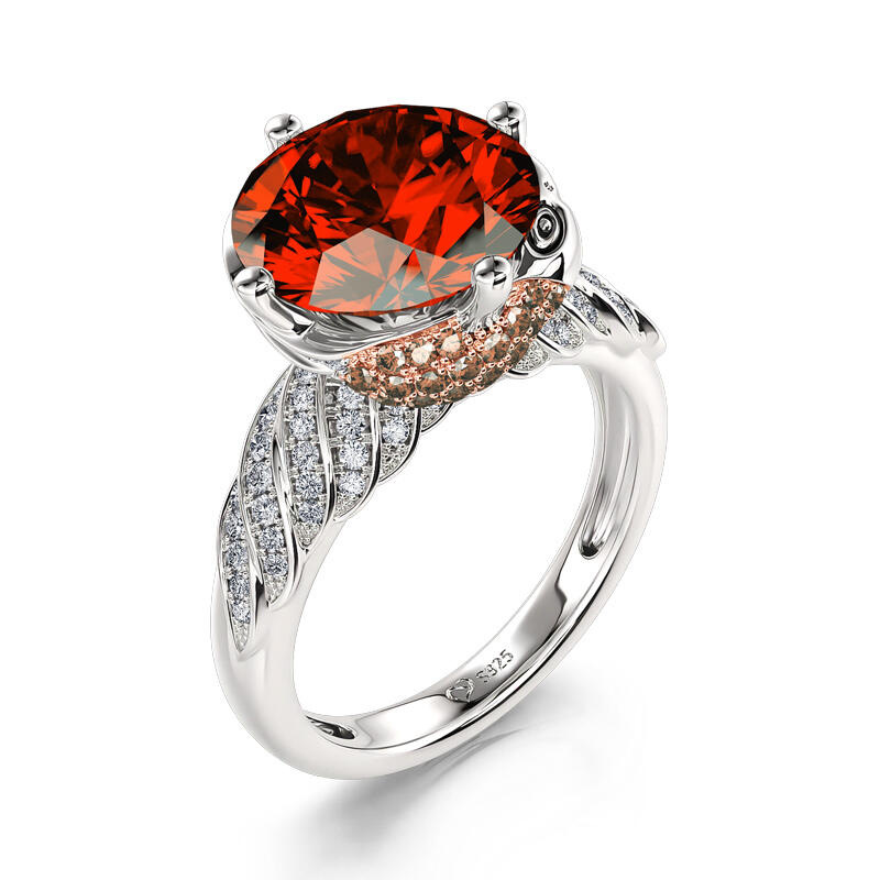 Jeulia "Beauty and Majesty" Eagle Round Cut Sterling Silver Ring