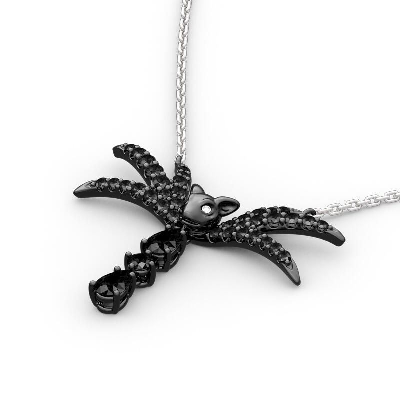 Jeulia "Skull Bow Tie" Sterling Silver Necklace