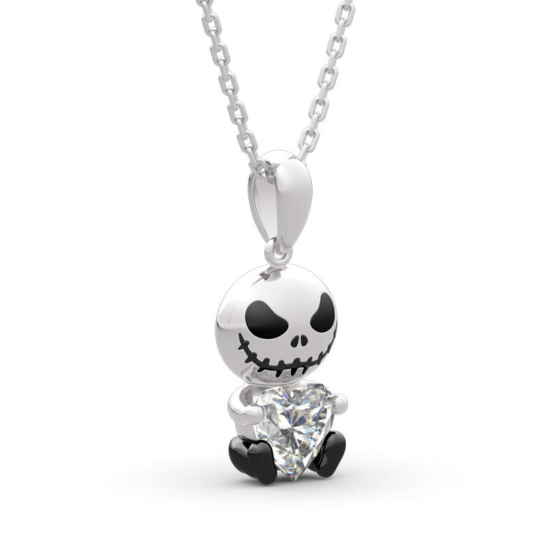 Jeulia Hug Me "Love Confession" Skull Heart Cut Sterling Silver Necklace