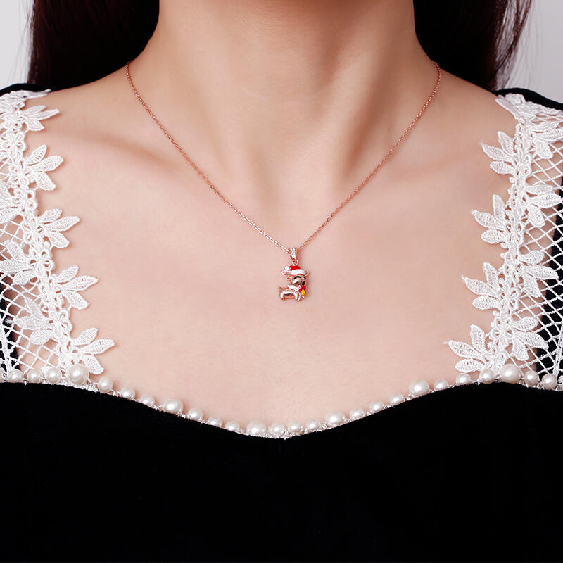 Jeulia クリスマス トナカイ 馴鹿 シルバー ネックレス