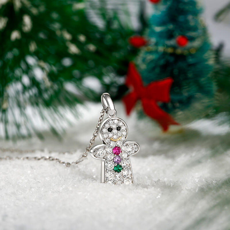Jeulia "Little Sweetie" Gingerbread Man Sterling Silver Necklace