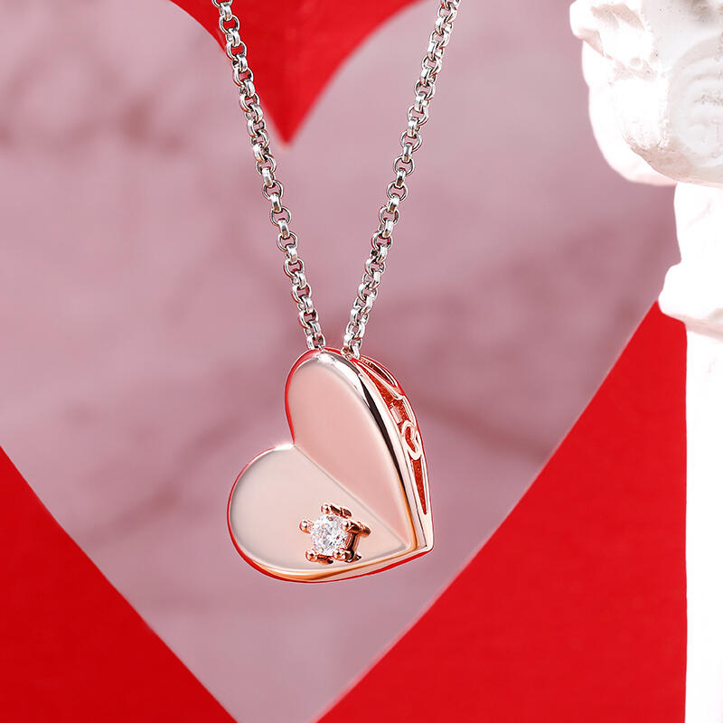 Jeulia "Unfold Your Heart" Sterling Silver Necklace