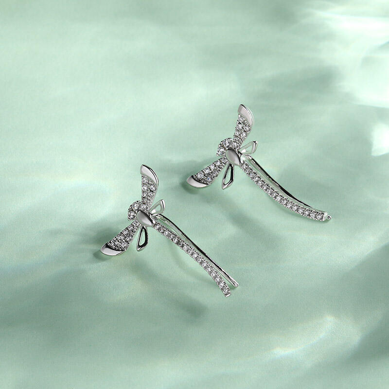 Jeulia "Life & Vitality" Dragonfly Sterling Silver Climber Earrings