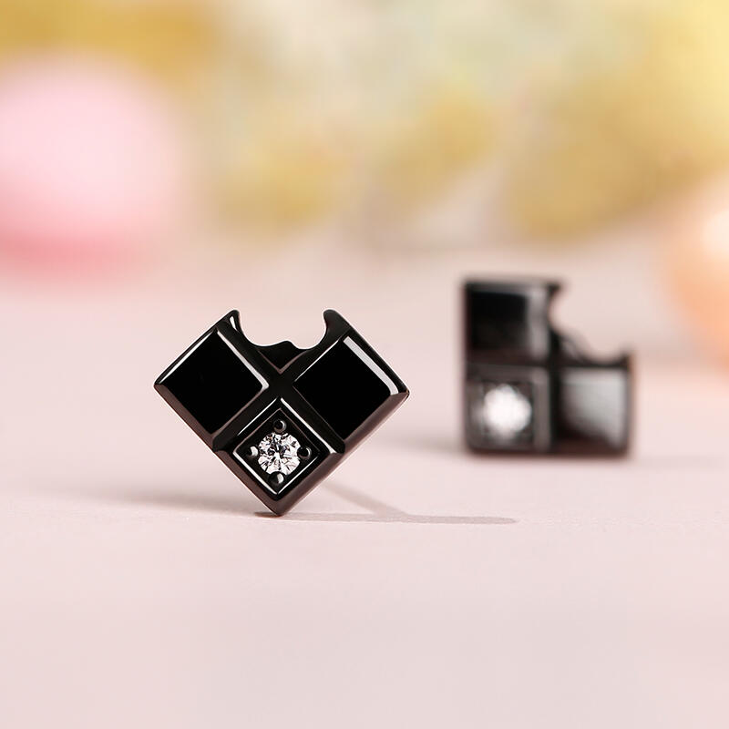 Jeulia Black Brown Sterling Silver Stud Earrings