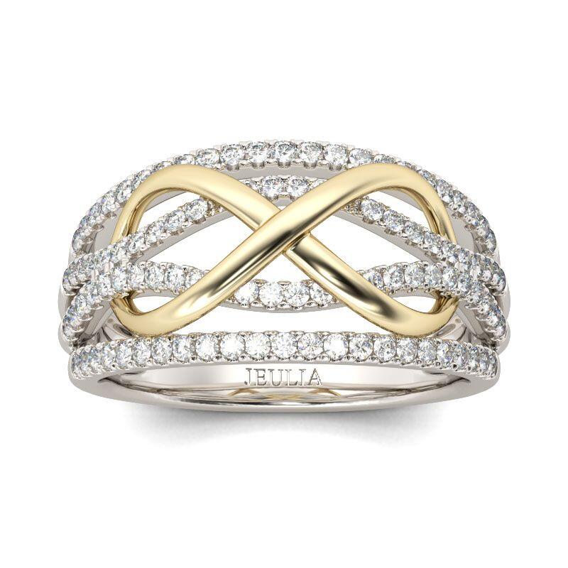 Jeulia "Infinity Love" Two Tone Sterling Silver Jewelry Set