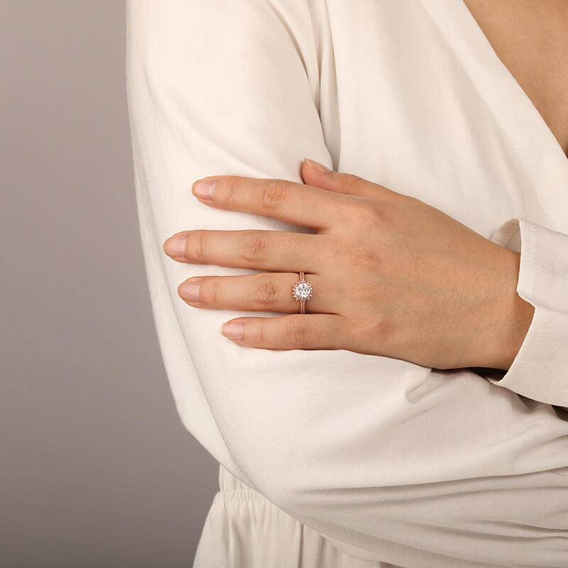 "We Are The Stars" Cushion Cut Halo Engagement Ring