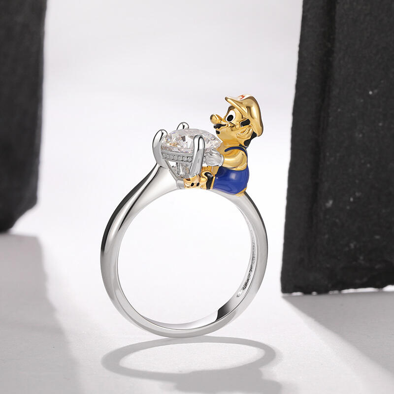 Jeulia Krama mig "Super rörmokare" Sterling silverring med rundslipning