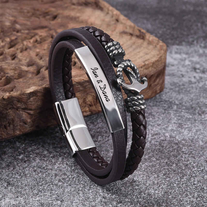 Personalized Men's Bracelet With Custom Text Warm Father's Day Gift