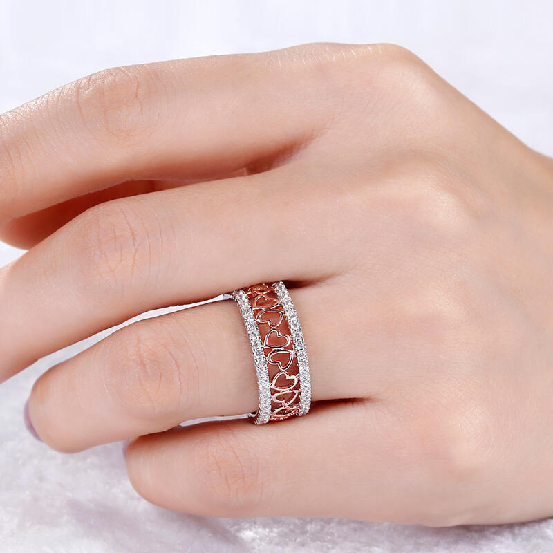 Jeulia Anillo Con Dos Tonos De Talla Cordiforme En Plata De Ley