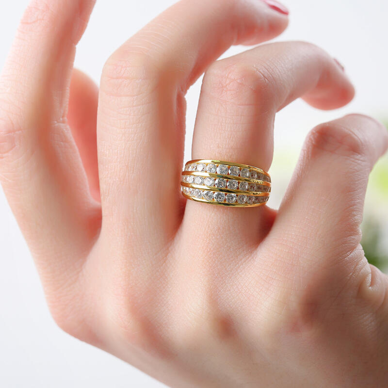 Jeulia Channel Set Round Cut Sterling Silver Women's Band