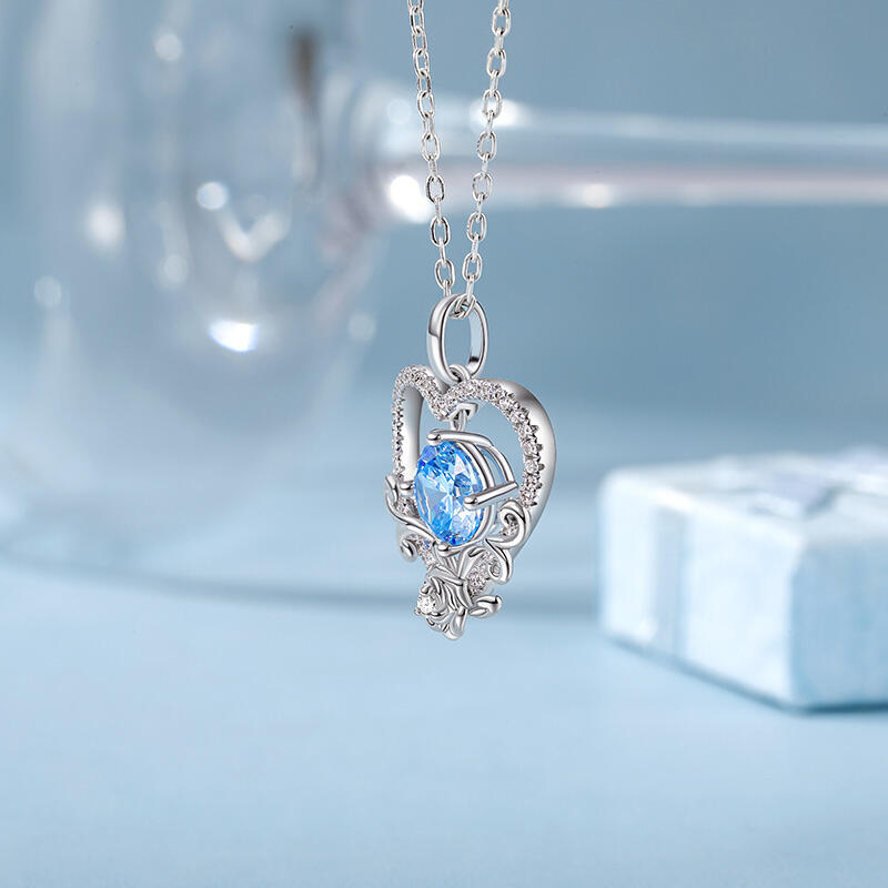 Jeulia Collar Personalizado Corazón con Rosas Piedra de Nacimiento