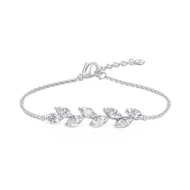 Jeulia Simple Custom Cluster Bracelet Marquise Cut Branches and Leaves