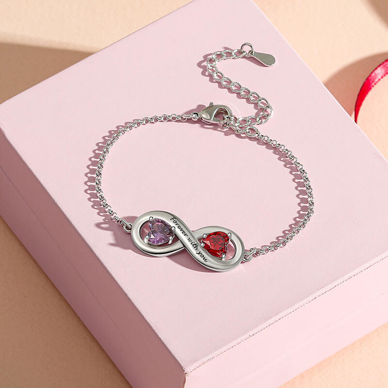 Jeulia Infinity Heart Custom Bracelet with Engraved Sterling Silver