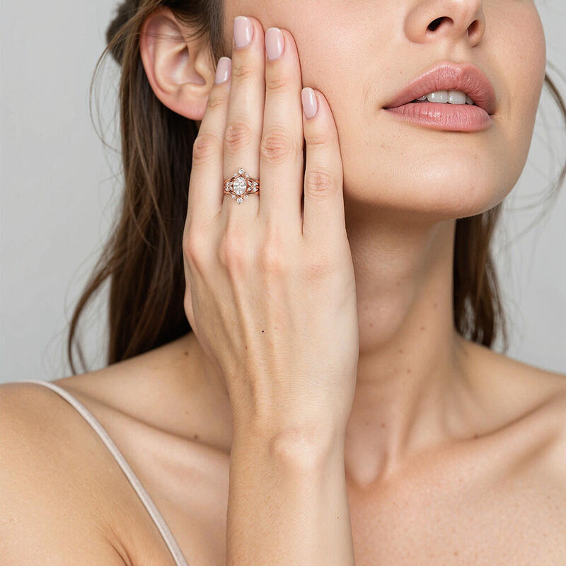 "Love Is All Around" Oval Cut Cluster Bridal Set