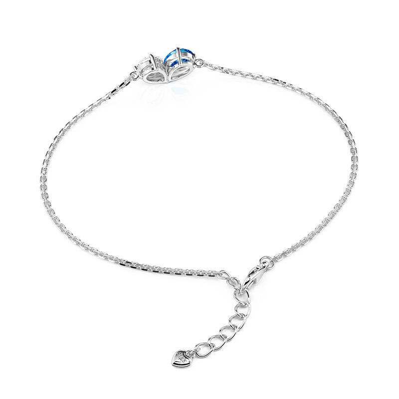 Jeulia Pulsera Corazón Doble Corte Pera con Piedra de Nacimiento Personalizada