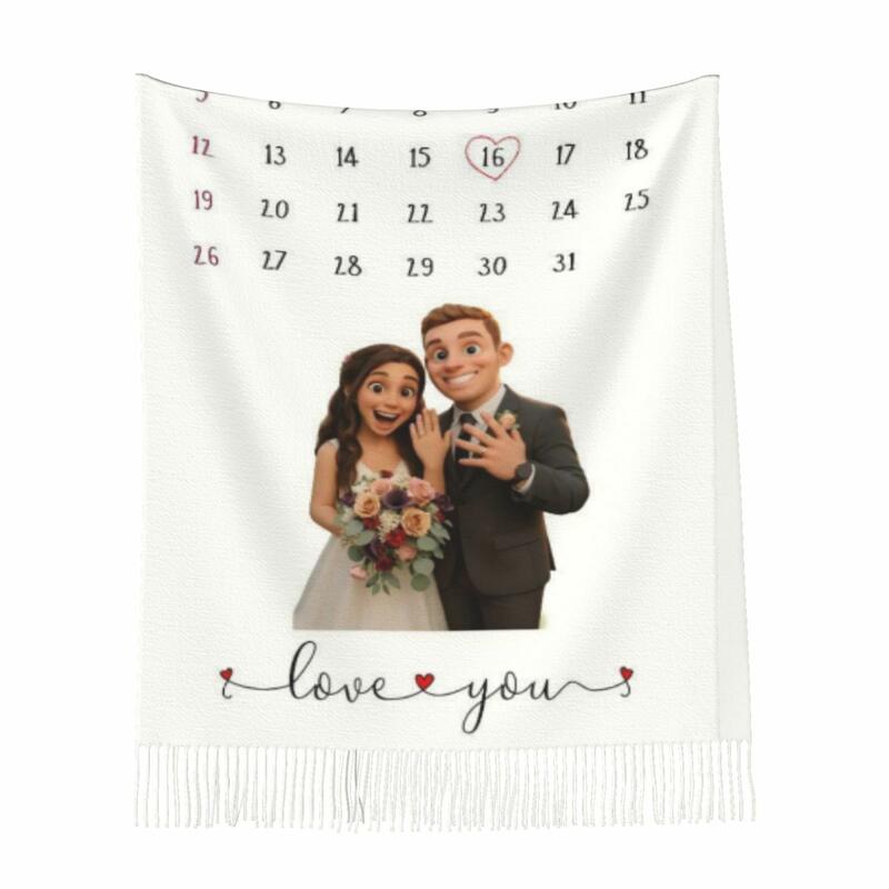 Custom Scarf Cartoon Style Photo Couple Wedding Thank You Gift for Friends