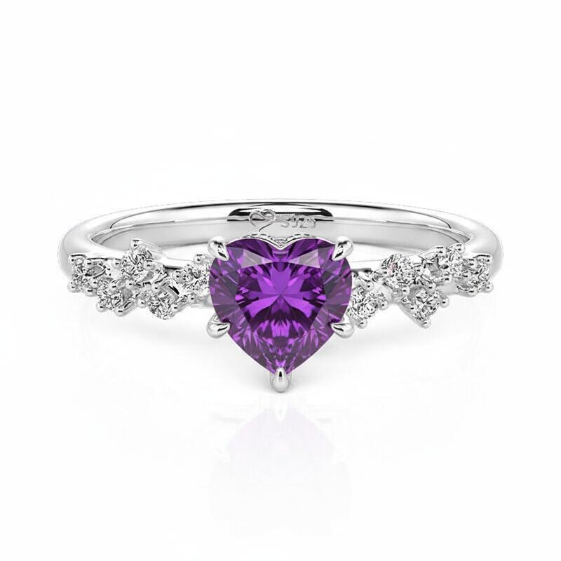 Jeulia Heartbeat Custom Heart Birthstone Promise Ring Sterling Silver
