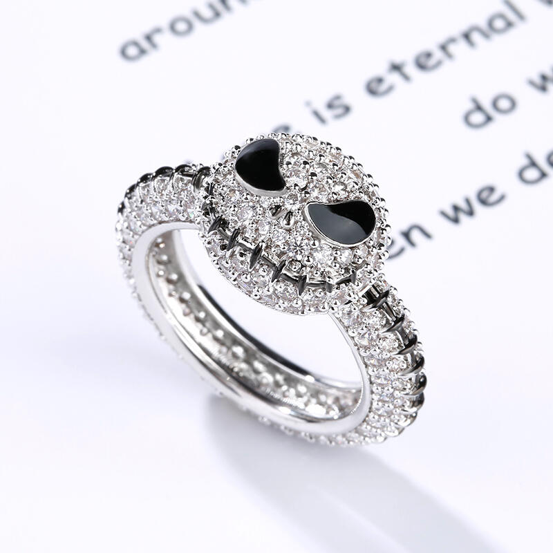 Jeulia "Pumpkin King" Cute Halloween Christmas Gift Sterling Silver Skull Ring