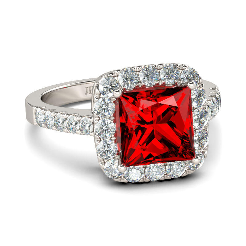 Jeulia Classic Princess Cut Sterling Silver Ring