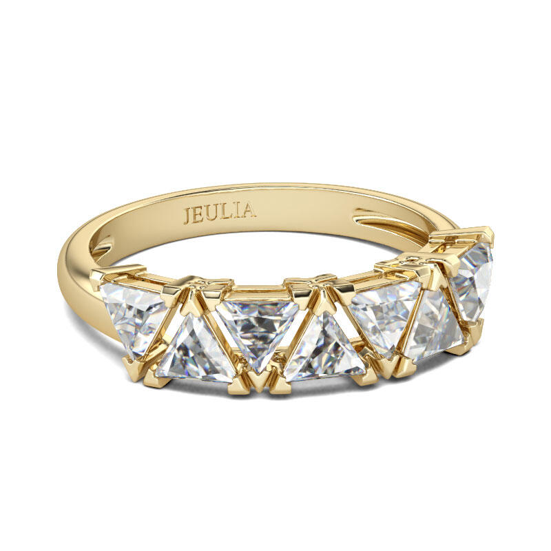 Jeulia Gold Tone Trillion Cut Sterling Silver Women's Band