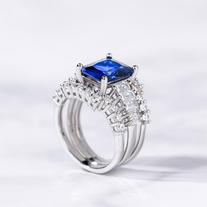 Jeulia 3PC Radiant Cut Sterling Silver Ring Set