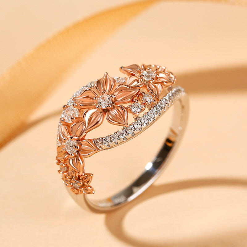 Jeulia Floral Sterling Silver Women's Band