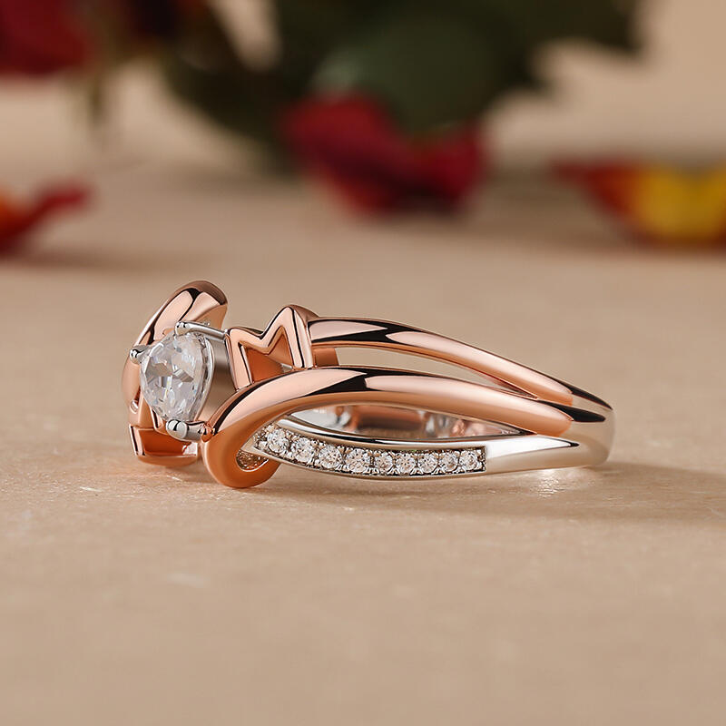 Jeulia Anillo para madre de plata de ley para mujer corte corazón