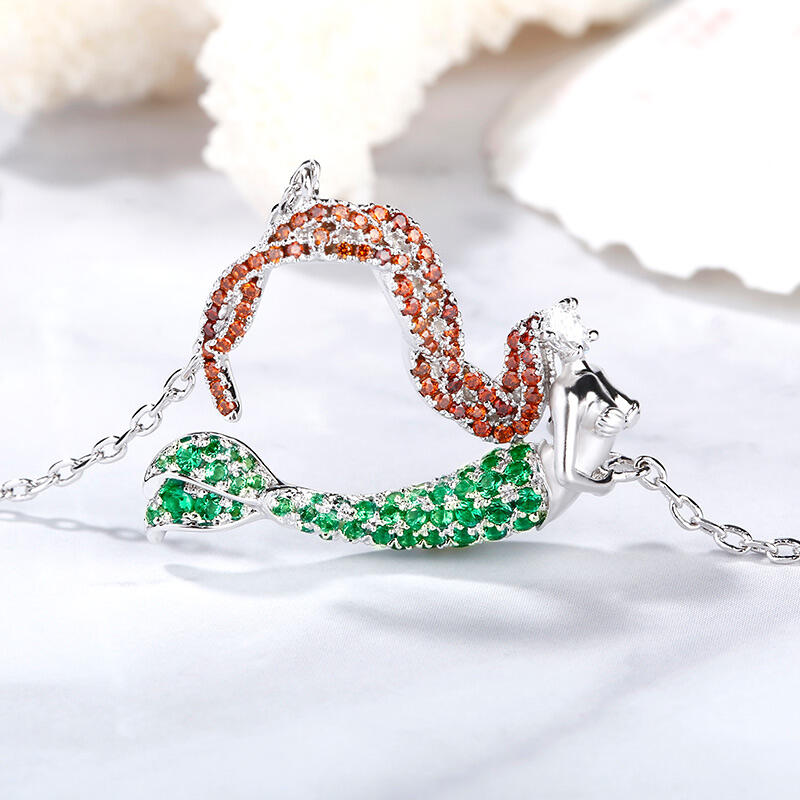 Jeulia "Ocean's Light" Sterling Silver Mermaid Gift Necklace for Valentine's Day