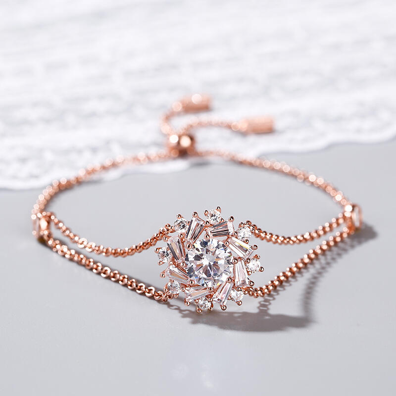 Jeulia Sunshine Round Cut Sterling Silver Bracelet