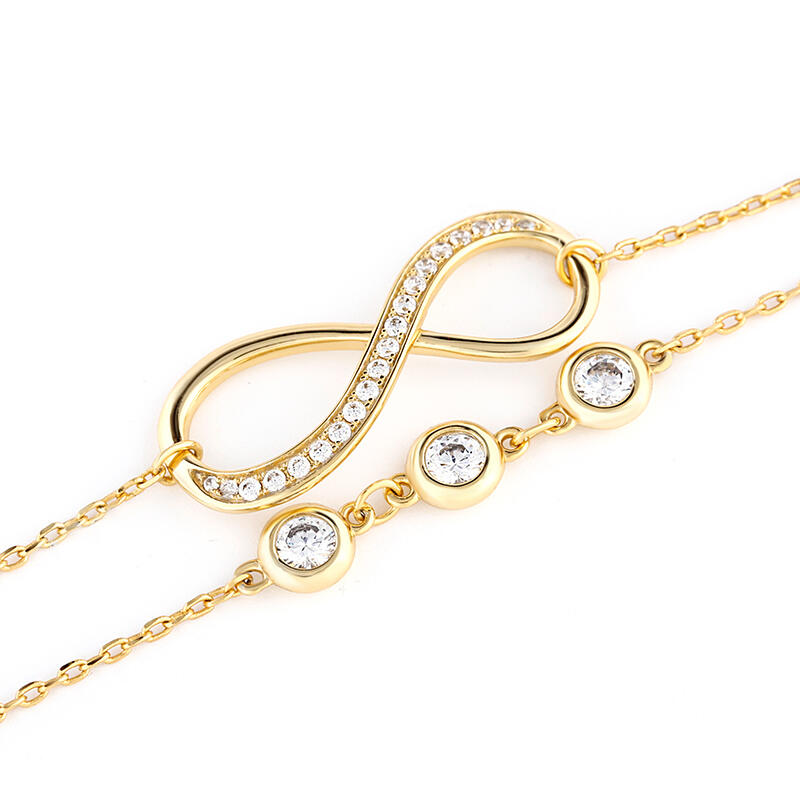 Jeulia Double Layer Infinity Sterling Silver Bracelet With Birthstone