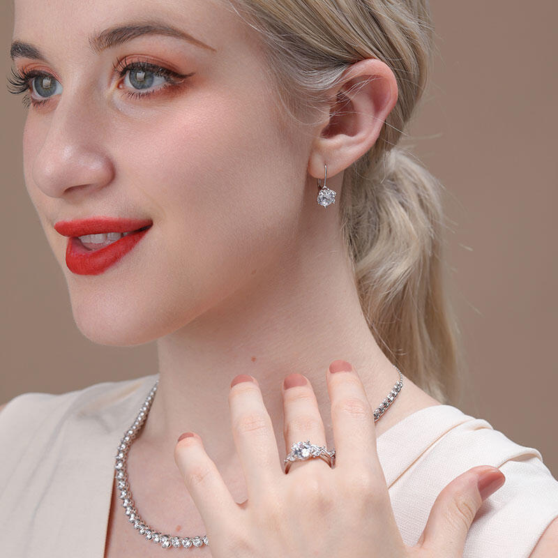 Jeulia Klassisch Rundschliff Sterling Silber Ohrringe