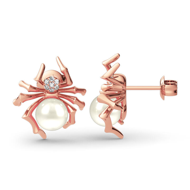 Jeulia Spider Design Cultured Pearl Sterling Silver Earrings