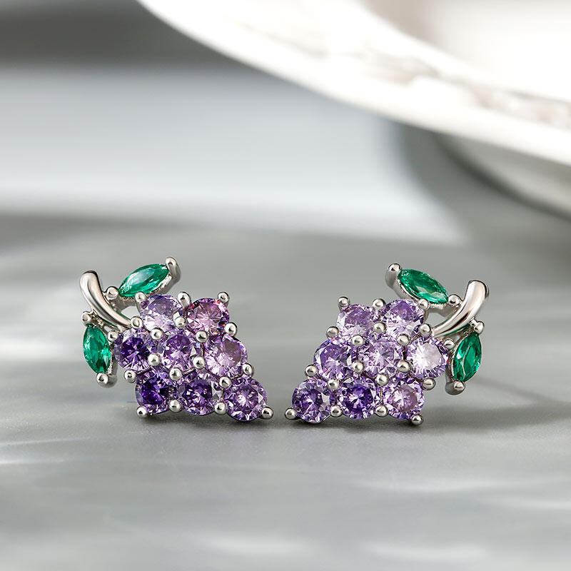 Jeulia Cute Grape Fruit Sterling Silver Stud Earrings