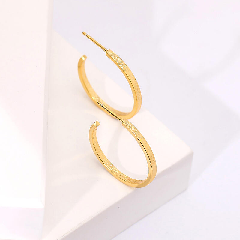 Jeulia Yellow Gold Tone Classic Sterling Silver Hoop Earrings
