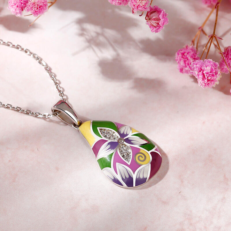 Jeulia Conjunto de Joyas de Esmalte Multicolor de Plata de Ley