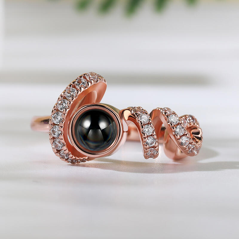 Jeulia "You Complete Me" Personalized Photo Projection Sterling Silver Ring