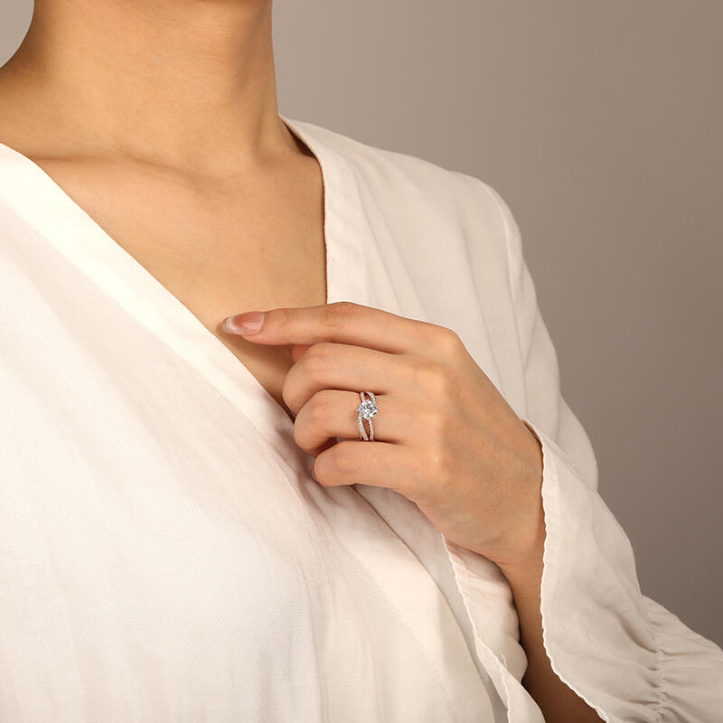 "This I Promise You" Round Cut Side Stone Engagement Ring