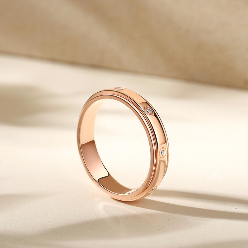 Jeulia Rotatable Round Cut Sterling Silver Spinner Women's Band