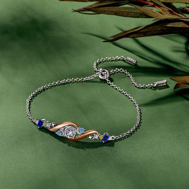 Jeulia Luna Astra Star and Moon Colorful Bracelet