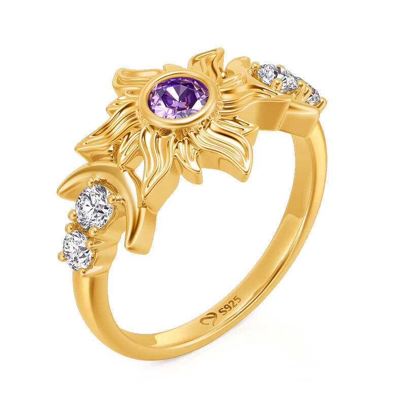 Jeulia Sun and Moon Fashion Gold Ring