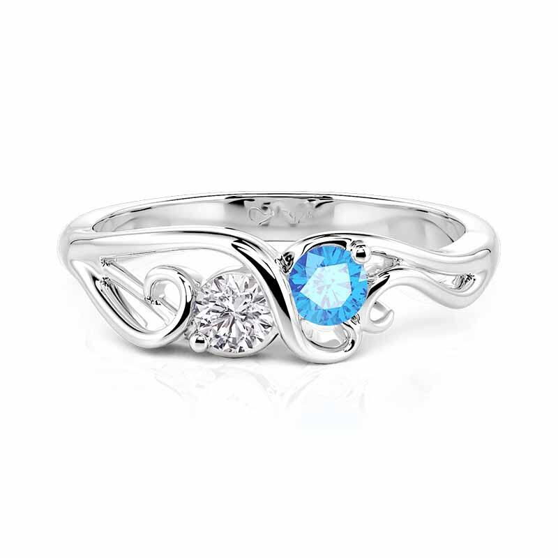 Jeulia Swirl Custom Two Birthstone Round Engagement Ring